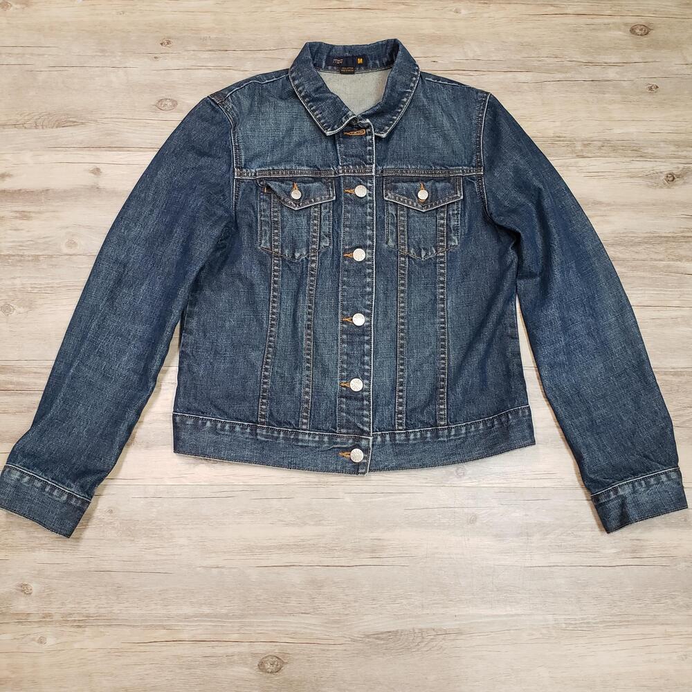 J Crew Jacket Womens Medium Blue Denim Button Front Classic Jean Cotton